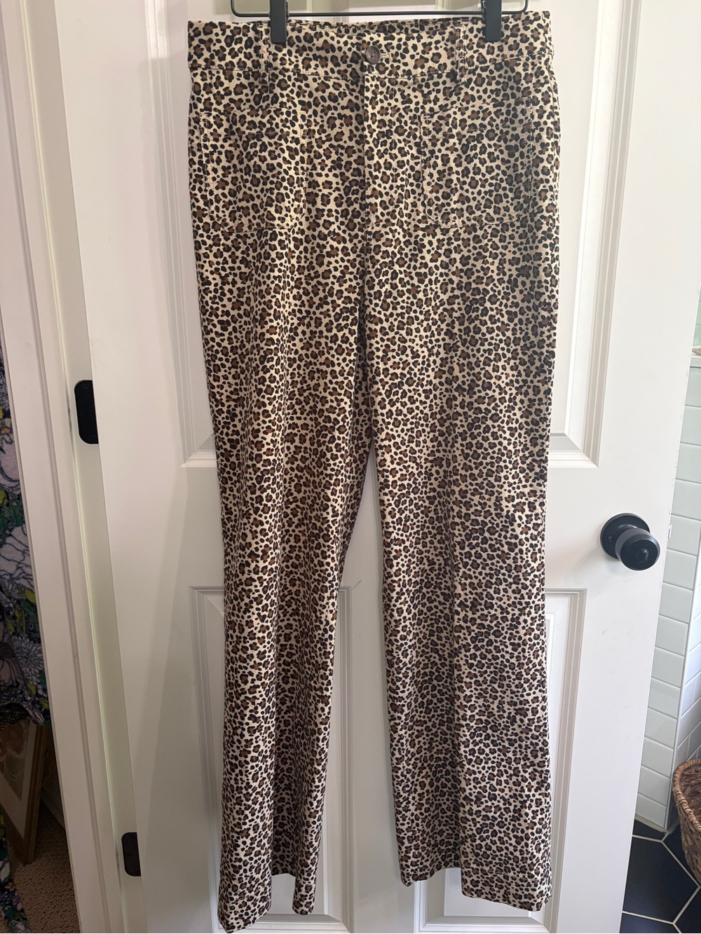 New with Tags size 29T J. Crew Leopard Print Wide-Leg Pants. Front patch pockets - Picture 1 of 13